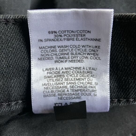 Express Women’s Distressed Denim Mini Skirt Black Jean Size 4 Goth Grunge EMO - Picture 6 of 6